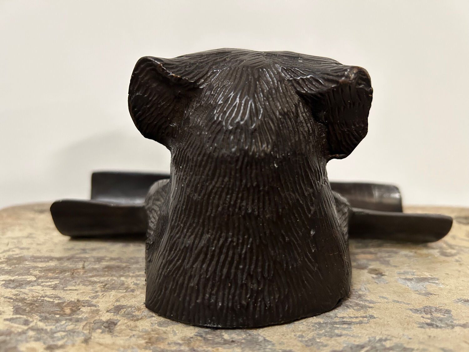 Old bronze pen holder, dog, vintage decoration, flea market XXth