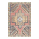 Vintage Turkish Oushak handmade wool cotton pink area rug 106x167