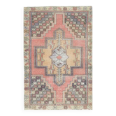 Tapis vintage turc Oushak fait à la main en laine et coton rose 106x167