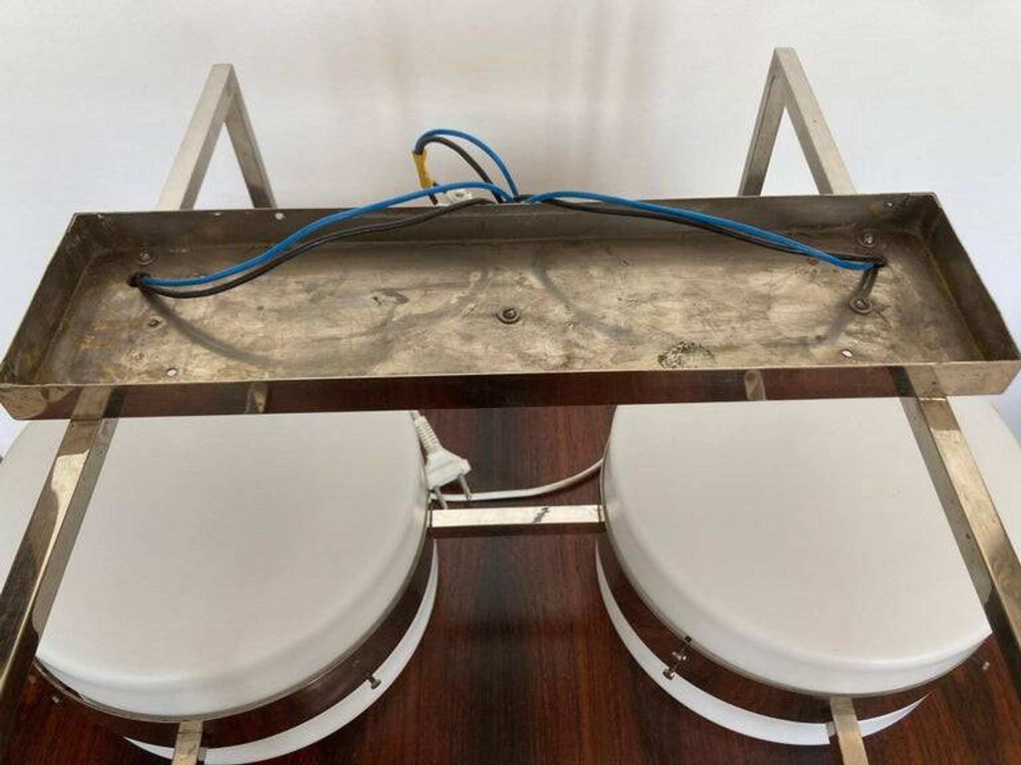 Unique big chrome Bauhaus flushmount / pendant, 1930s