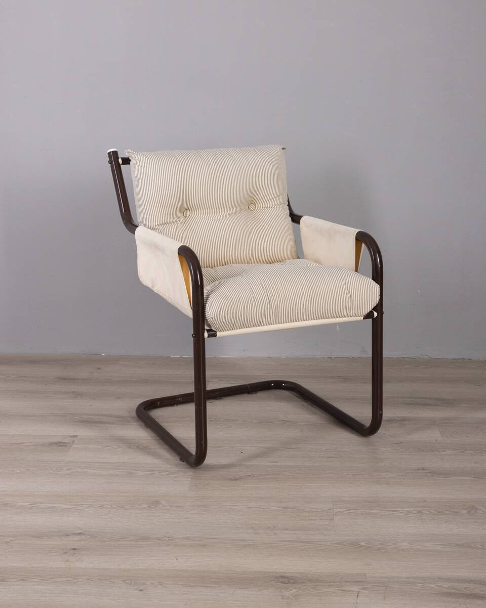 Vintage 70's metal and fabric armchair, scandinavian design
