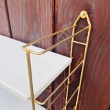 Vintage modular wall shelf, metal and brass, circa 1960s