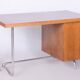 Restored Bauhaus Oak Writing Desk, Hynek Gottwald, Chrome, Czechia, 1930s