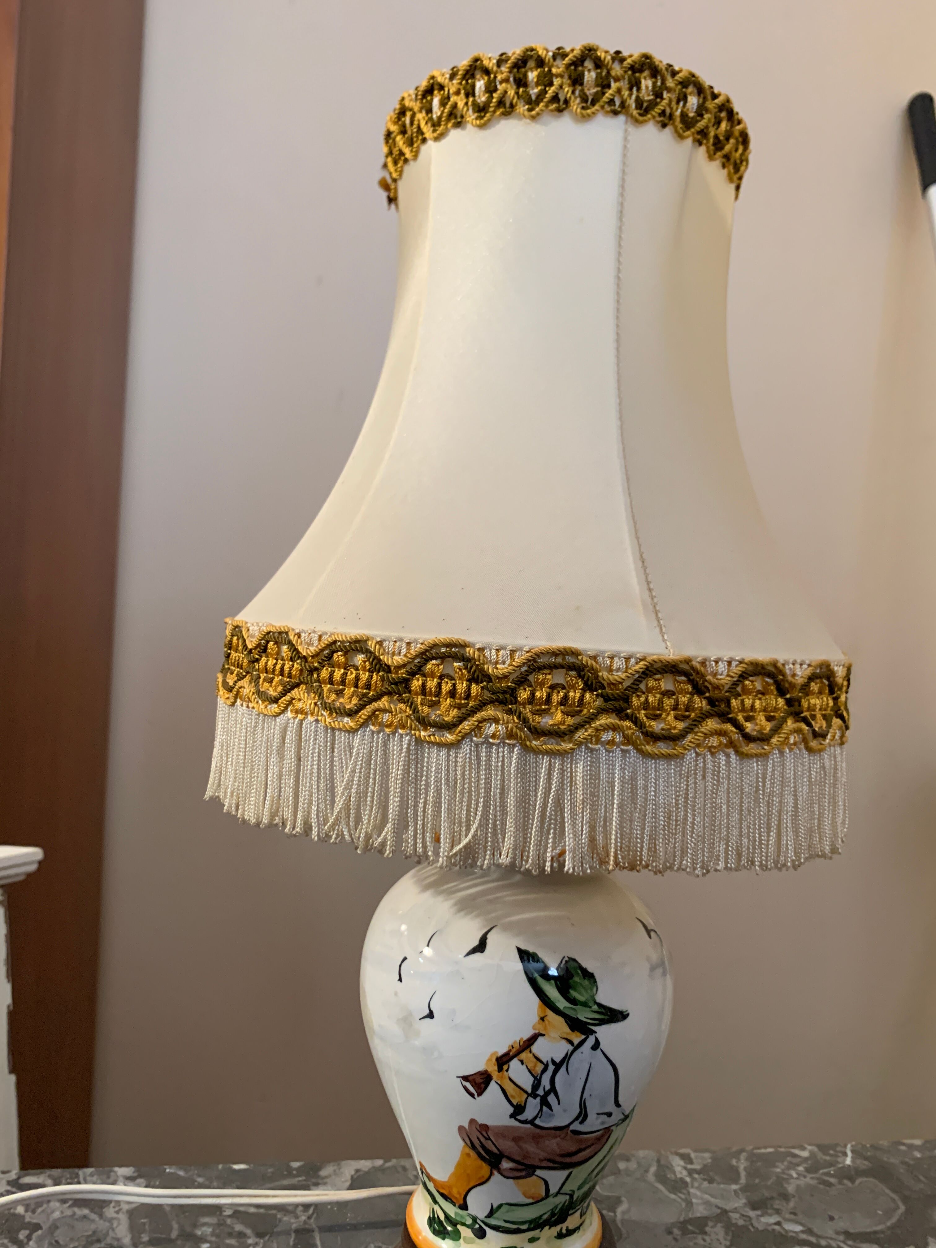 Painted ceramic table lamp