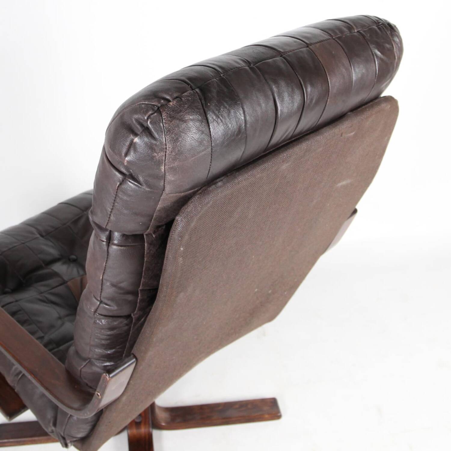 Vintage wooden and leather armchair