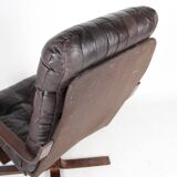 Faiteuil vintage en bois et cuir