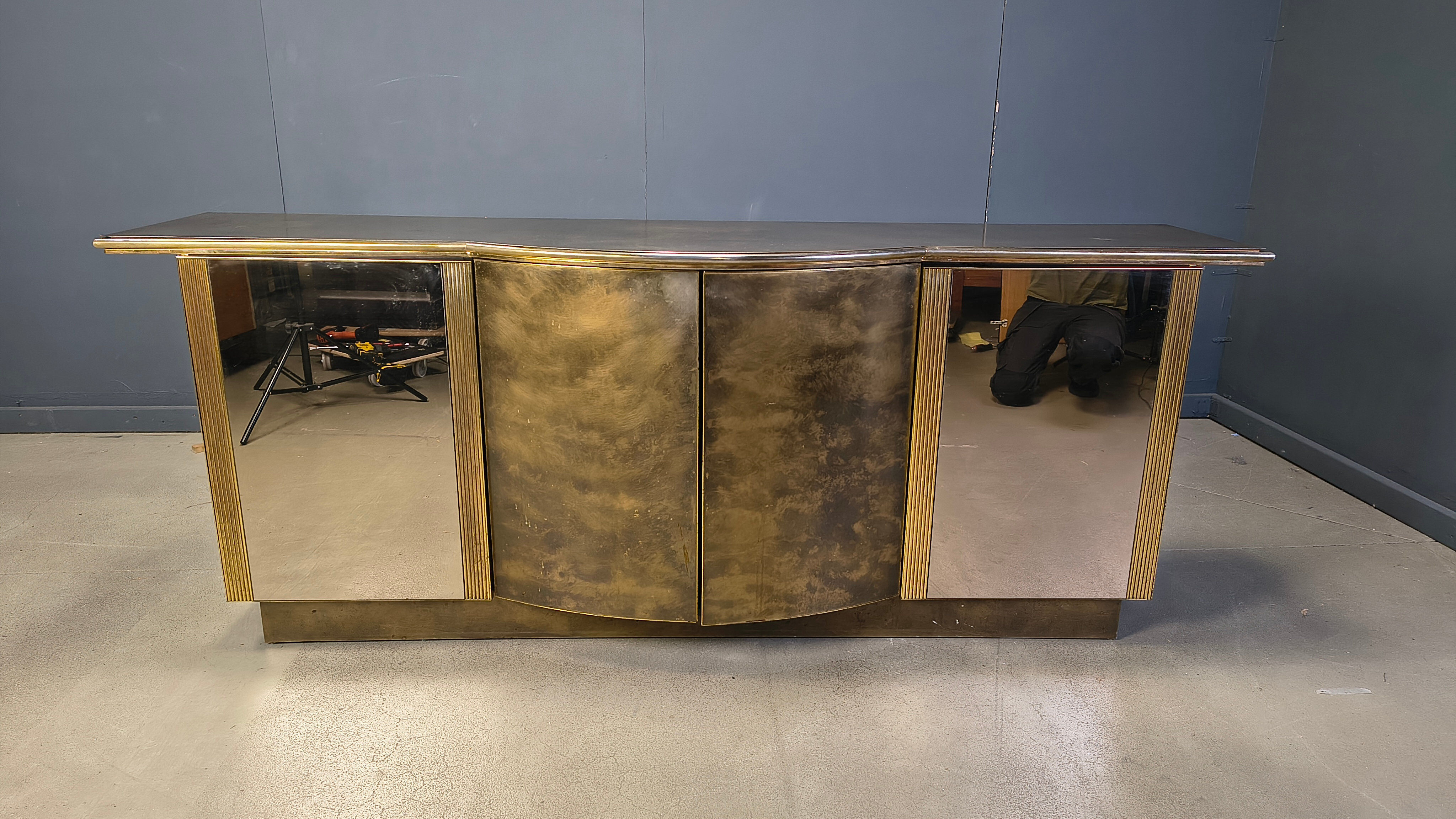 Brass credenza by Belgochrom, 1980s