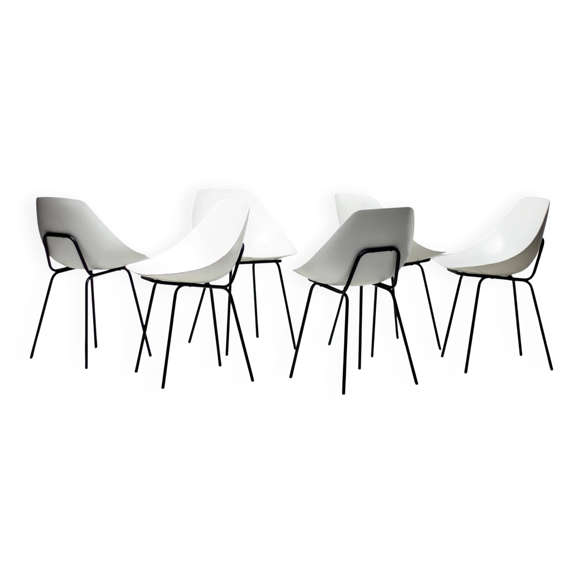 Six Shell Chairs by Pierre Guariche