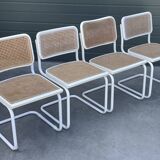 Set of 4 Cesca b32 model chairs in white by Marcel Breuer