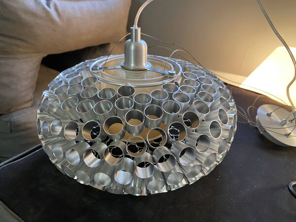 Suspension lustre aluminium style Foscarini vintage space age vintage 1980