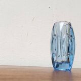 Blue glass vase model 914 mid-century by Rudolf Schröter for Rosice, 1950s