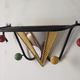 Vintage wall coat rack with mirror and shelf Black metal and wood ball