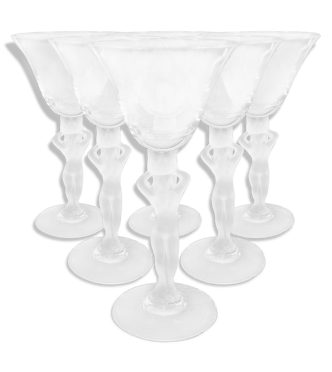 Set de 6 verres à pied en cristal de Bayel corps de femme - Style Lalique |  Selency