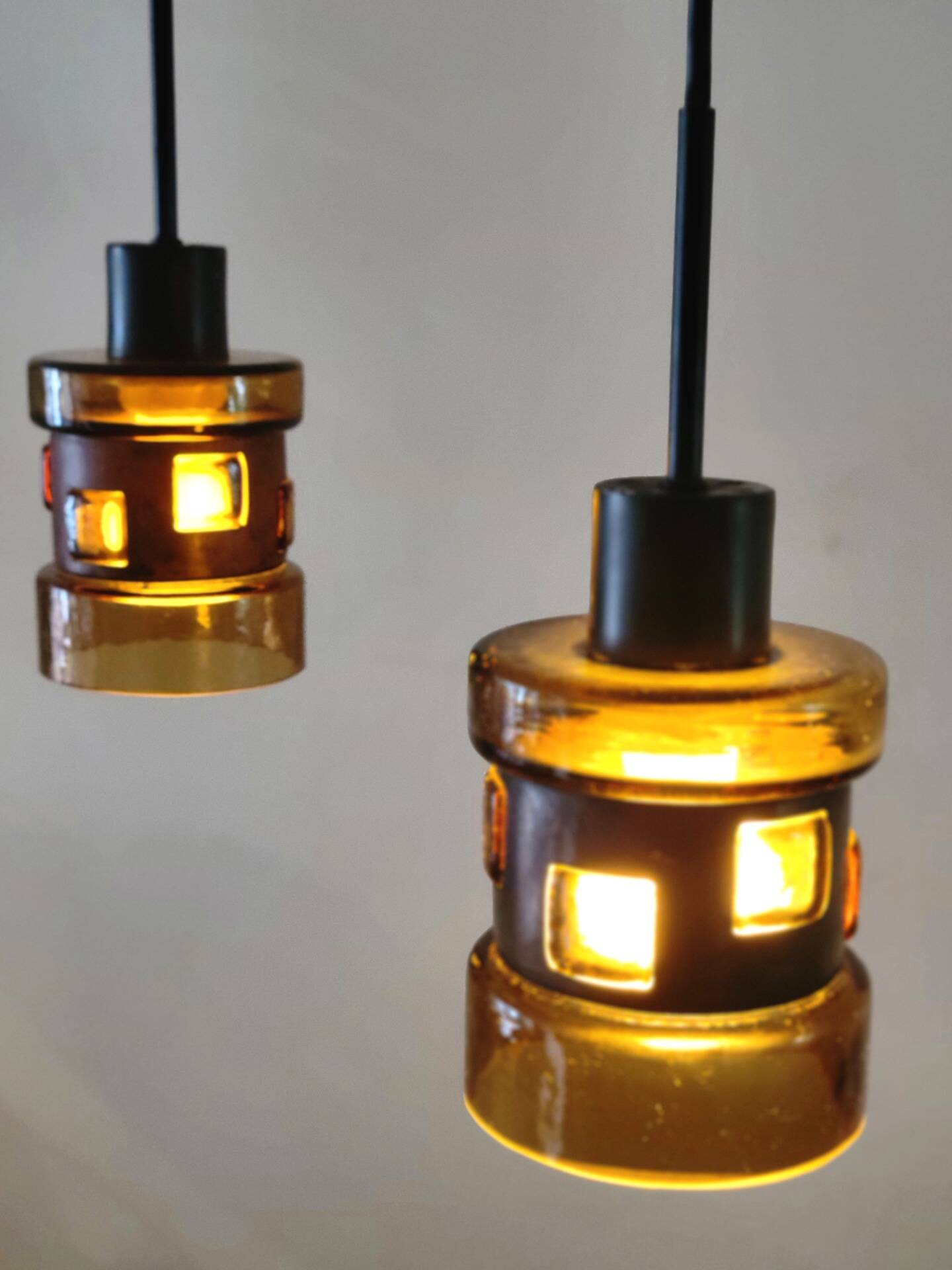 Set of 2 pendant lamps by Victor Bernt for Flygsfors, Sweden, 1960