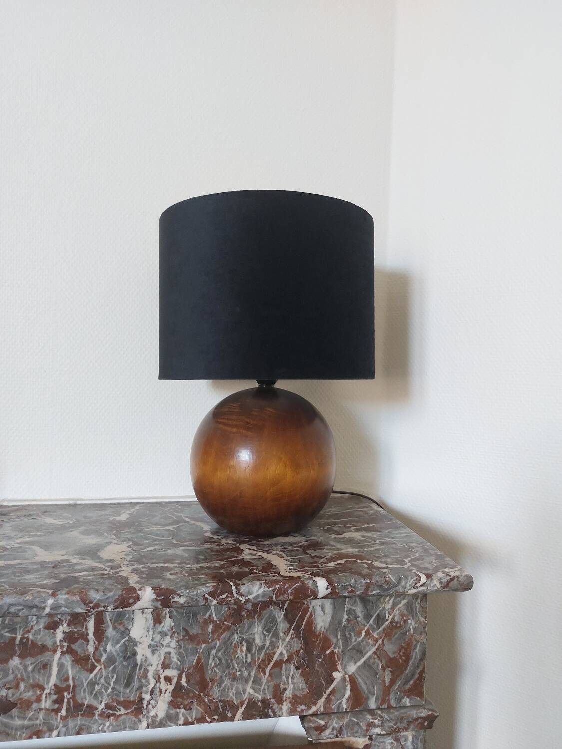 Vintage wooden ball lamp base