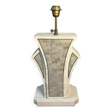 Pied de lampe hollywood regency maitland smith (usa), pierres tessellées & laiton, ca 1970