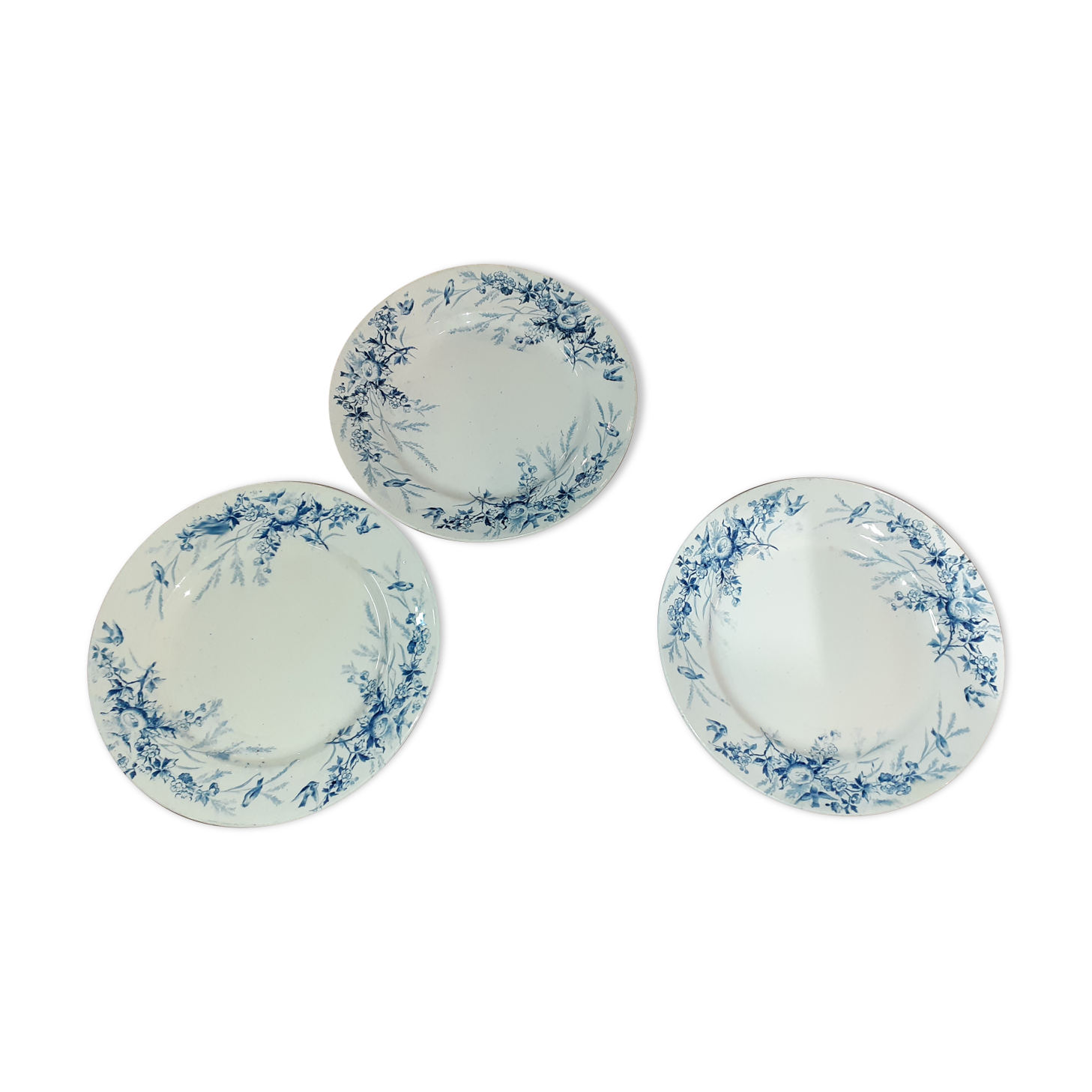 Plate flat creil and montereau lot of 3