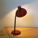 Vintage laying lamp in brass and grainy red aluminum - 50s