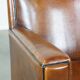 Cognac-colored sheep leather Art Deco design armchair finished with piping