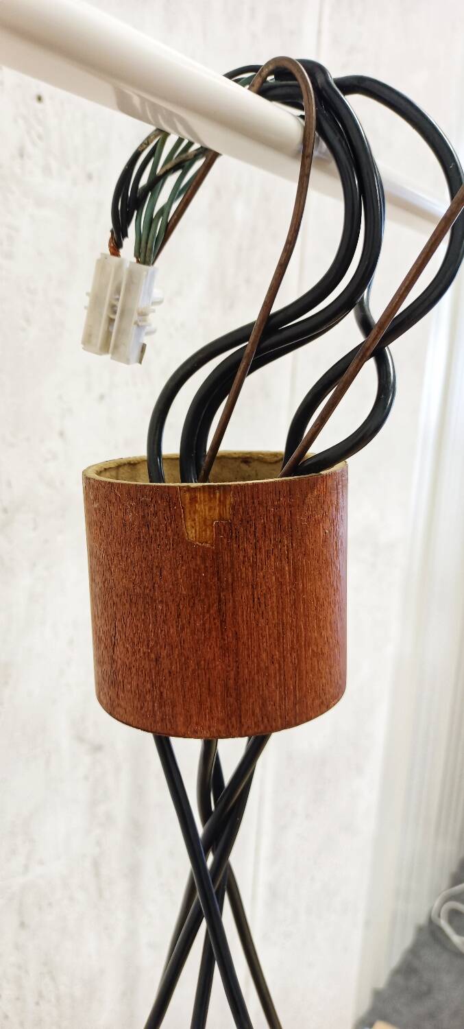 Teak and resin pendant light