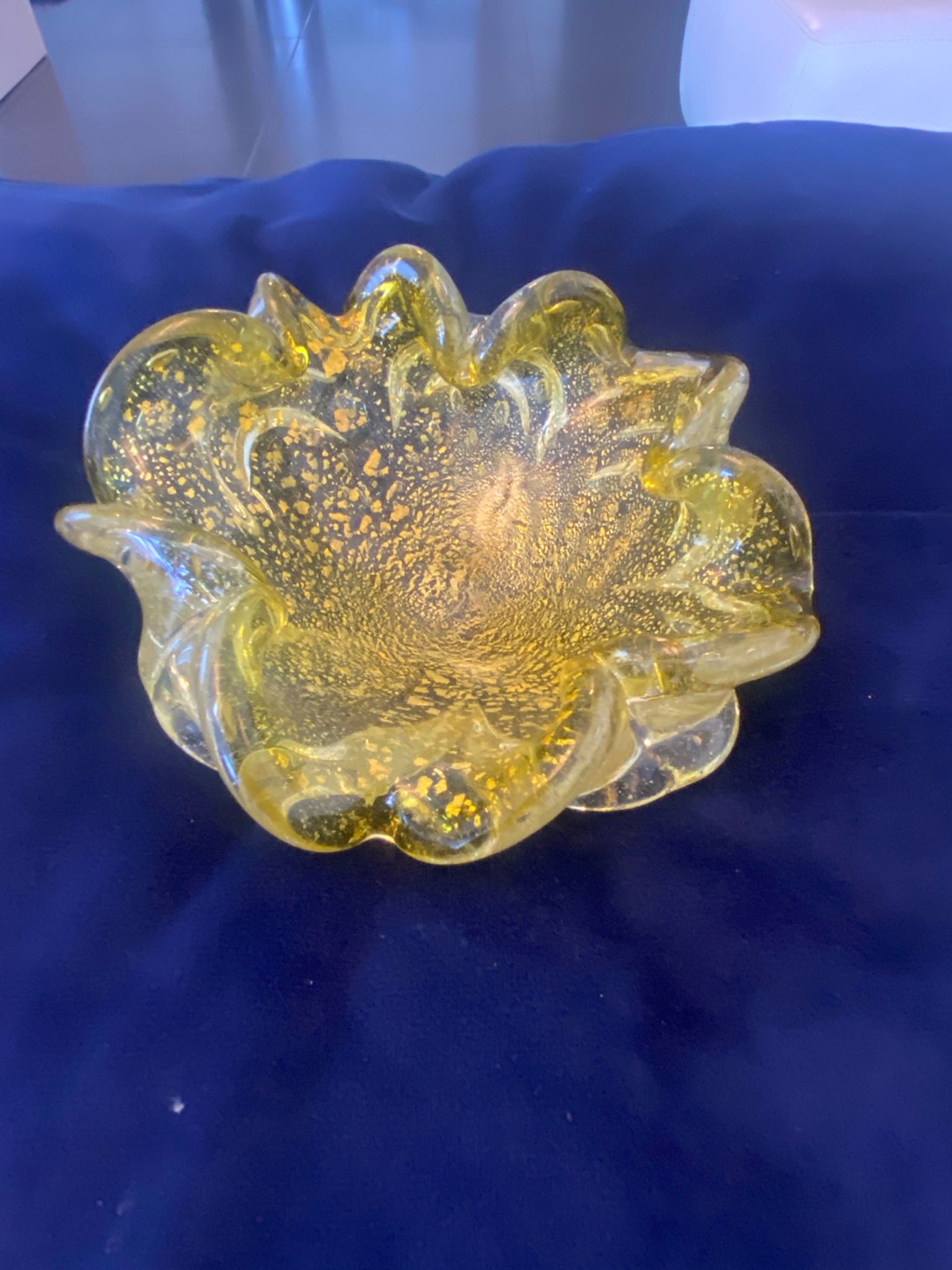 Empty ashtray pocket Murano Barovier Toso Vintage gold glitter