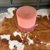 Pink velvet pouf