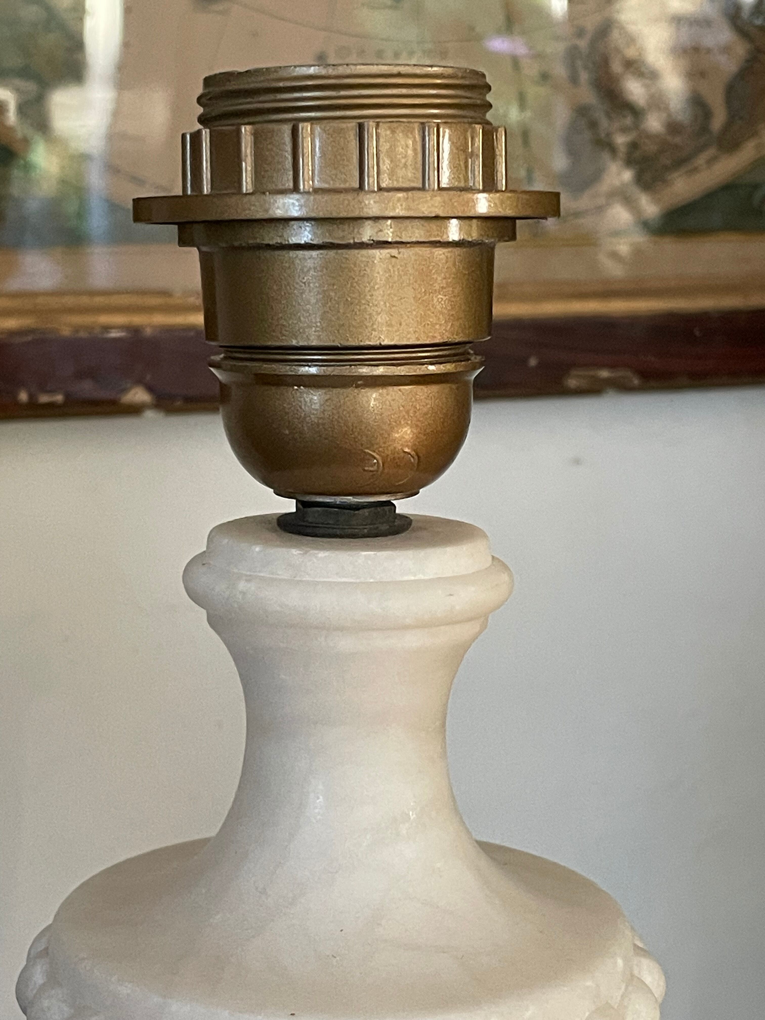 Paire de pieds de lampe marbre et laiton