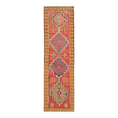 Turkish Handwoven Vintage Herki Kilim 98 cm x 326 cm