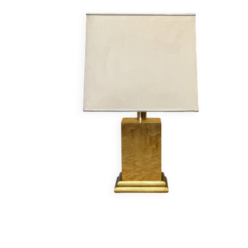 Lampe de table rectangulaire vintage en ronce de bois, France années 1980