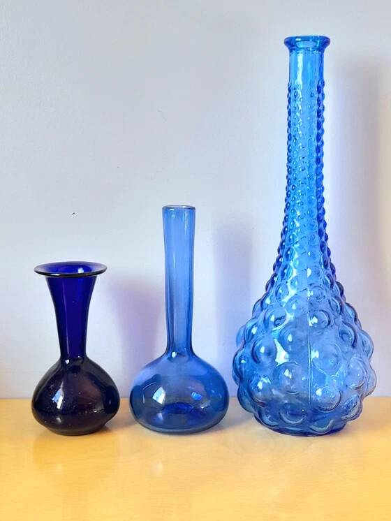 Soliflores en verre bleu