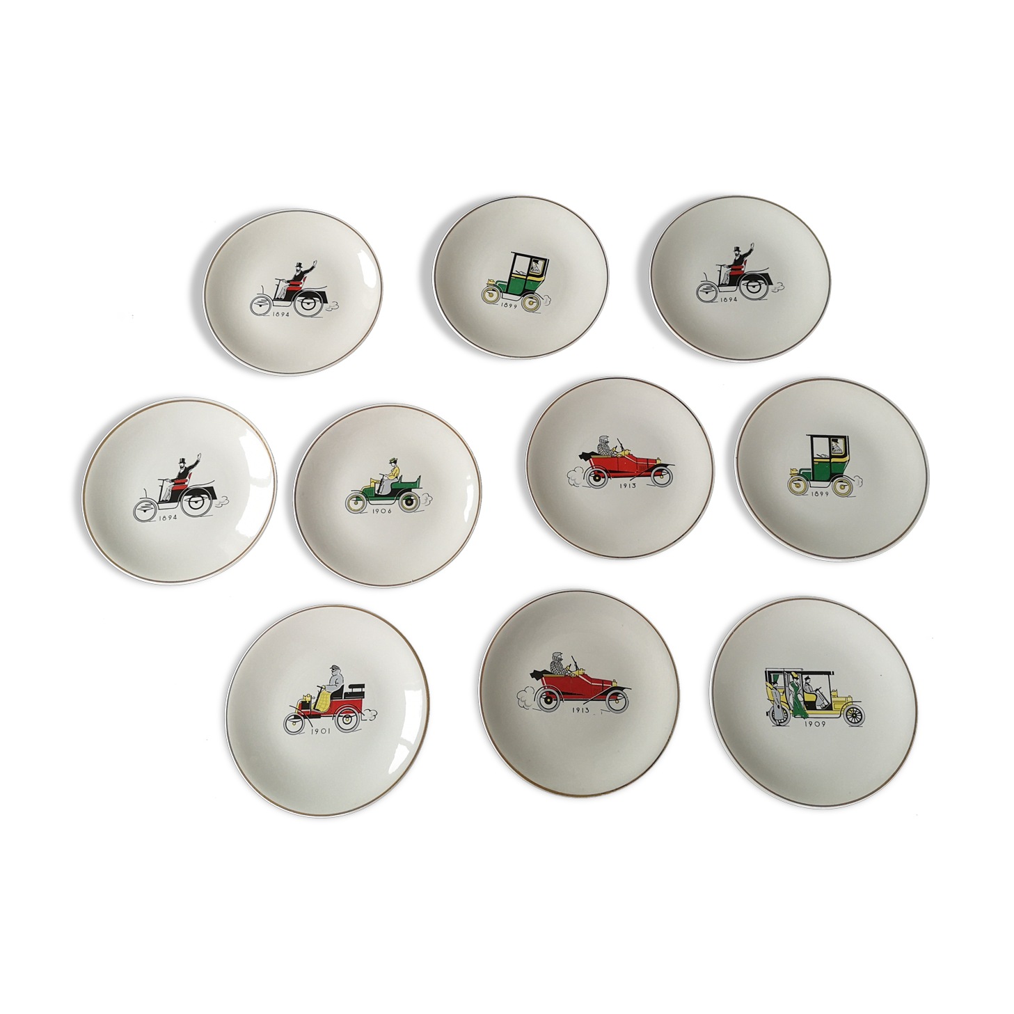 Set of 10 Lunéville dessert plates