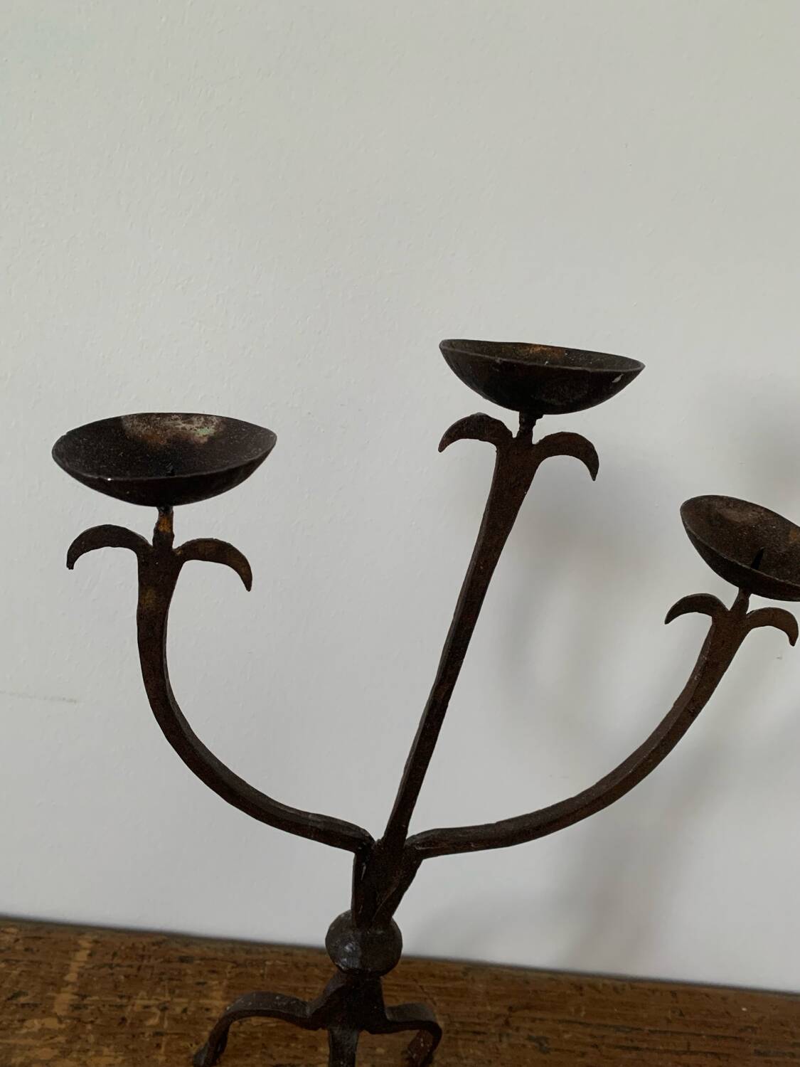 Brutalist Iron Candle Holder Circa 1970 Vintage