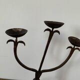 Brutalist Iron Candle Holder Circa 1970 Vintage