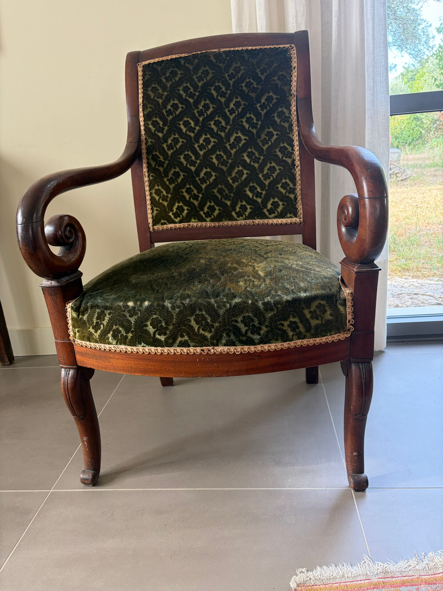 2 Fauteuils velours vert