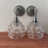 Pair of chrome wall lights