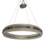 Murano Glass Pendant Chandelier Hammered Clear Glass in Polish Kromo Ring W