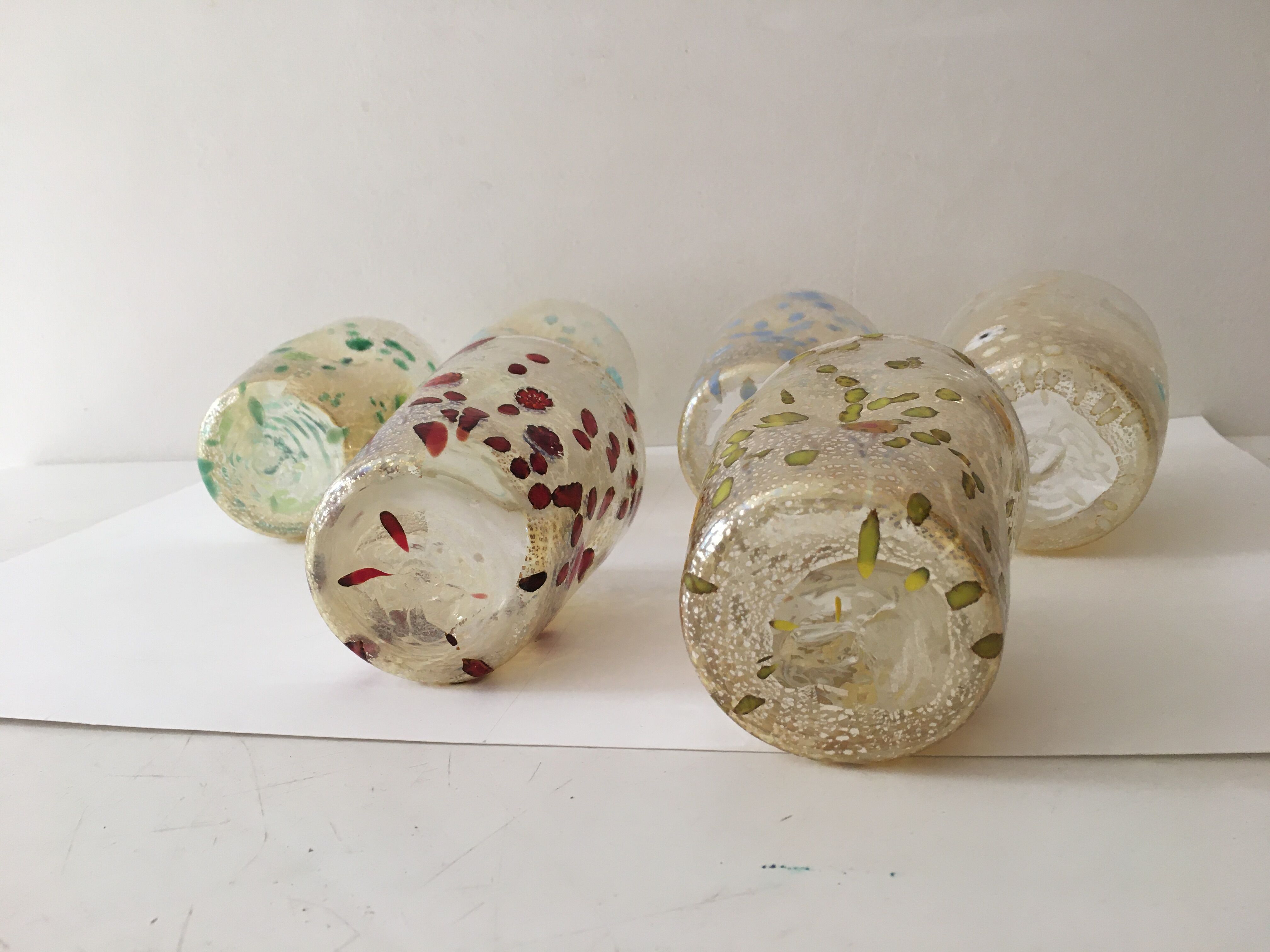 Set of 6 murano glasses acqua "goto" "murrisa" in murano glass unique piece