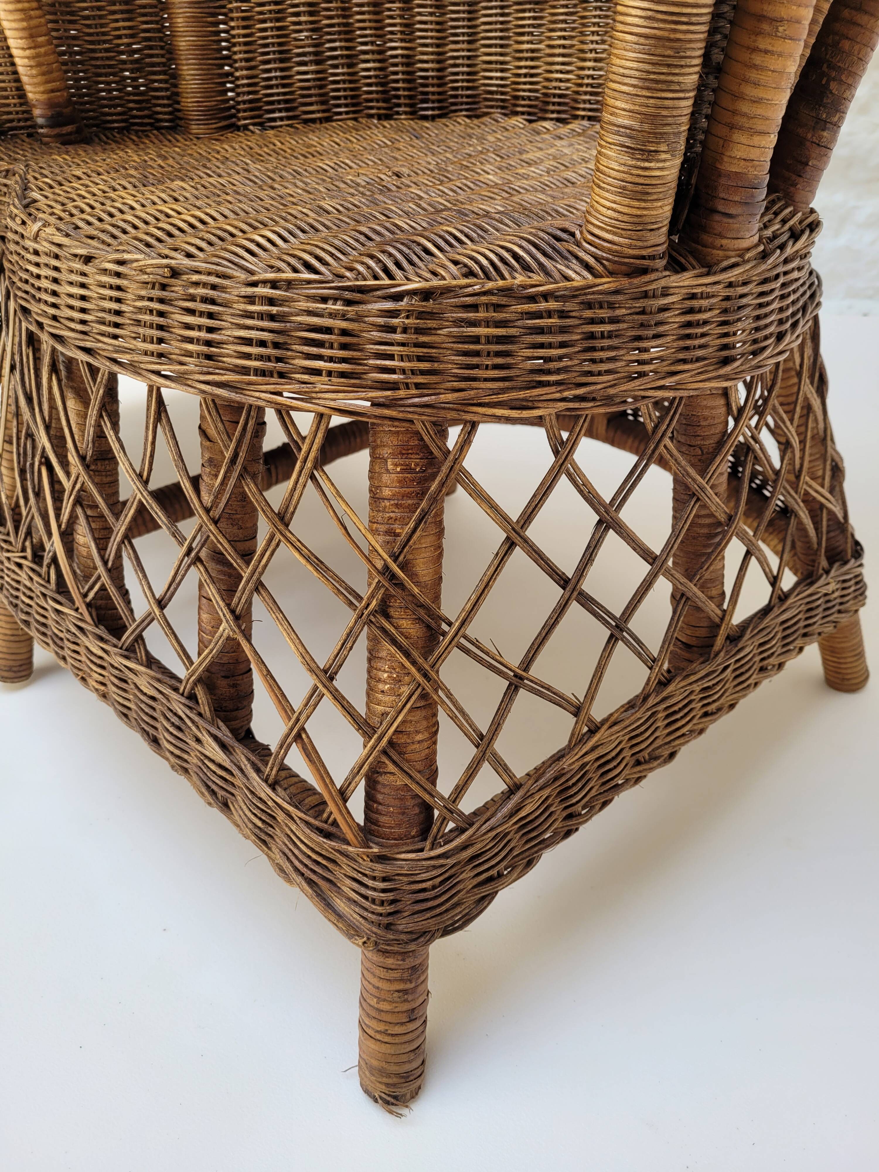 Vintage rattan confidant sofa