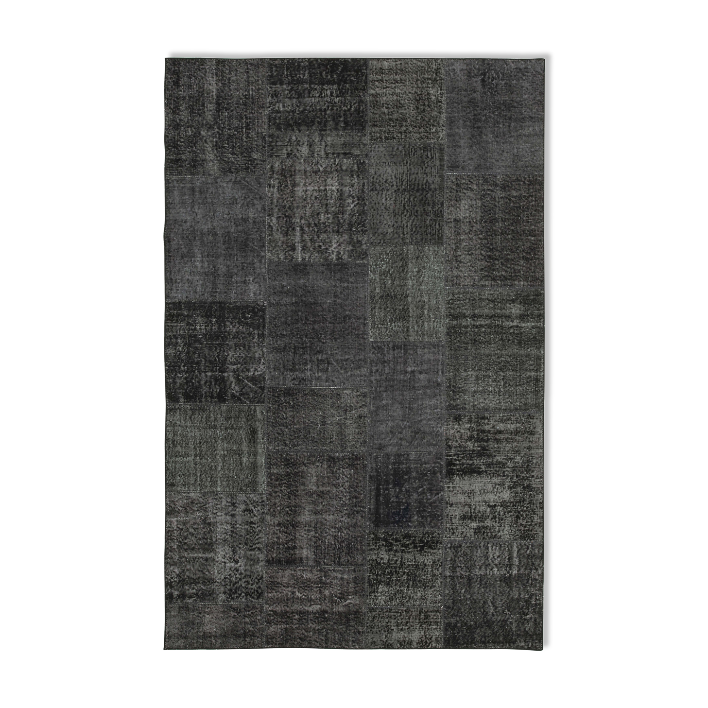 Handmade Turkish Overdyed 193 cm x 300 cm Black Patchwork Carpet