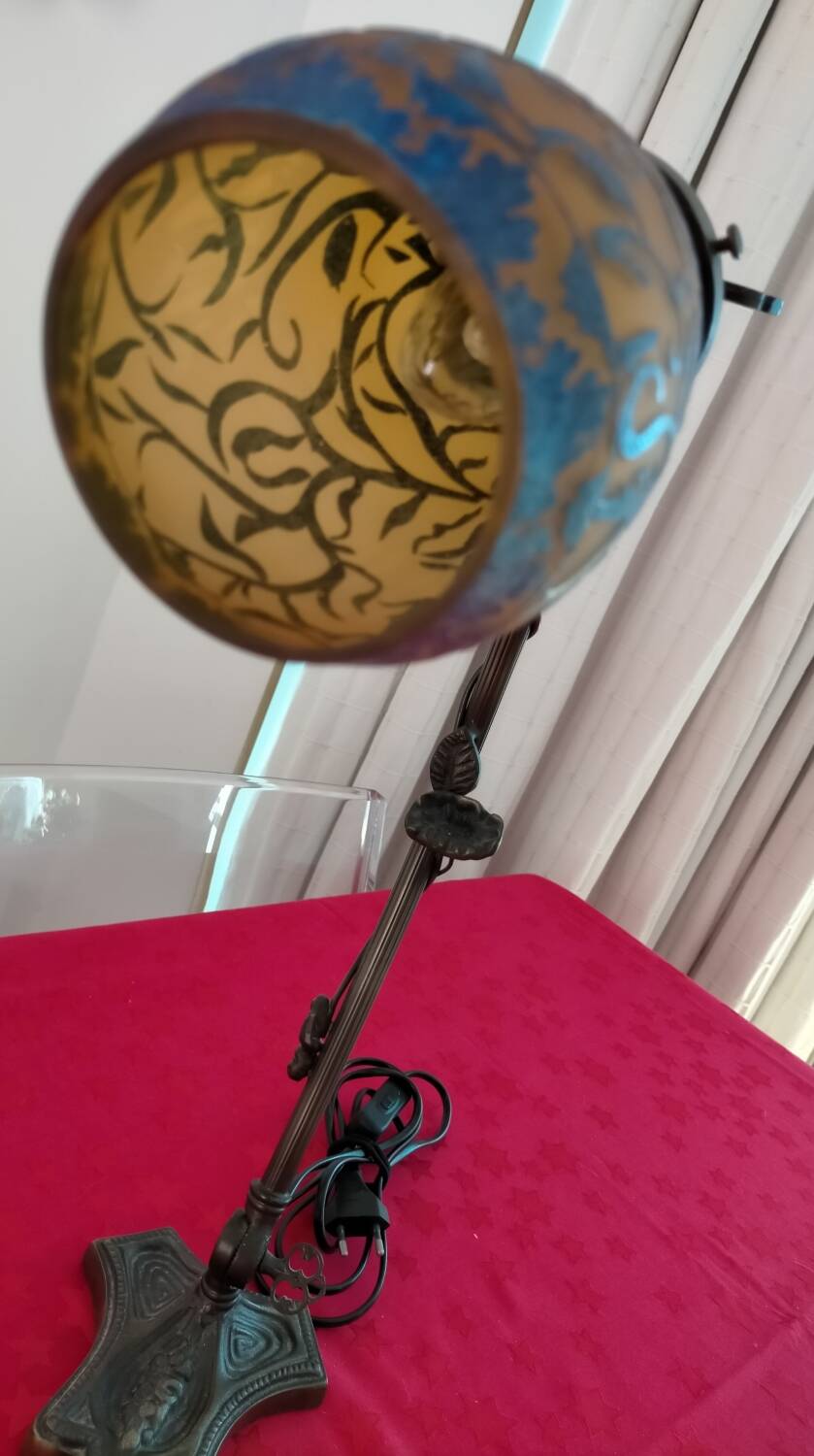 Articulated glass paste lamp, Art Nouveau