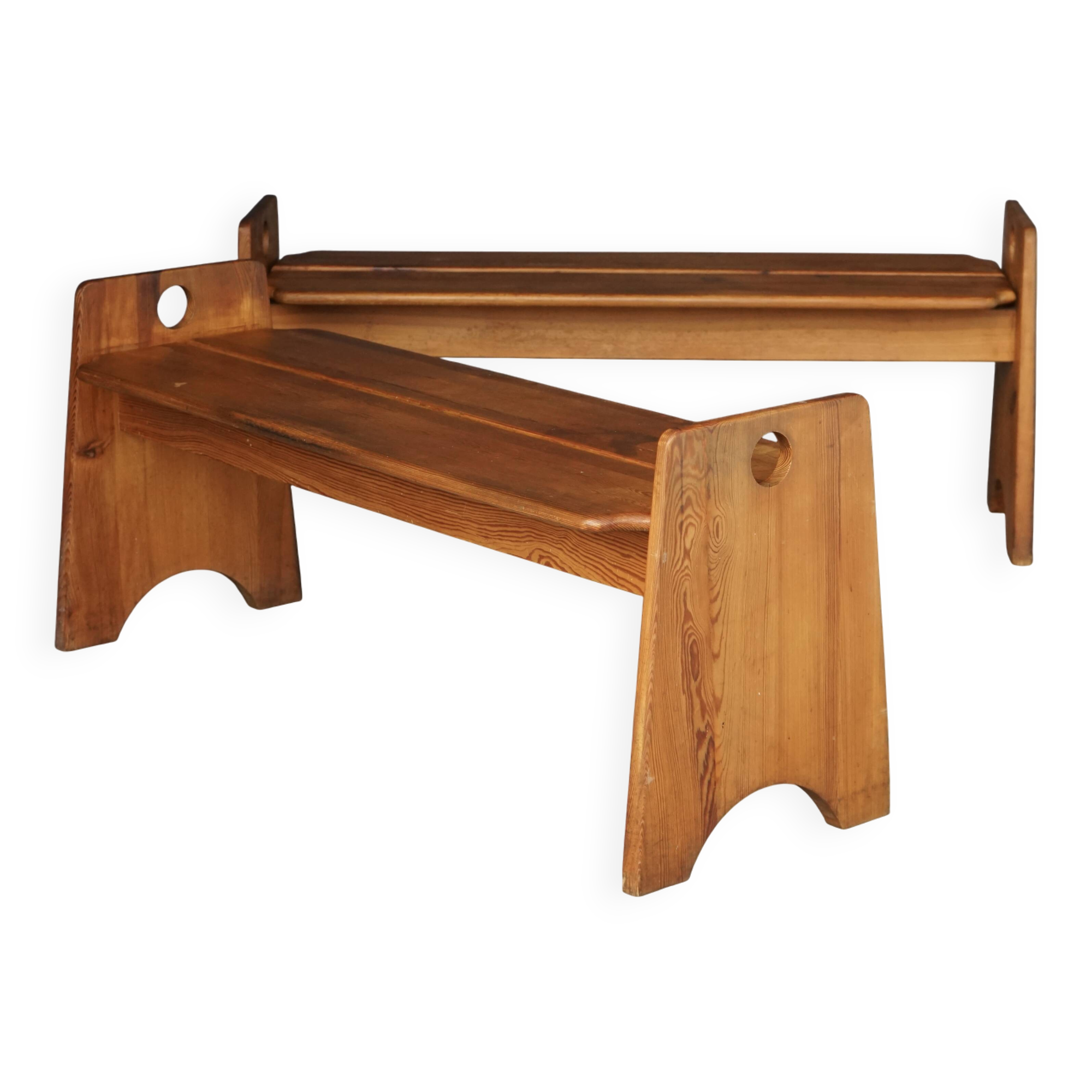 Ensemble de bancs en pin suédois du milieu du siècle par Gilbert Marklund, années 1960