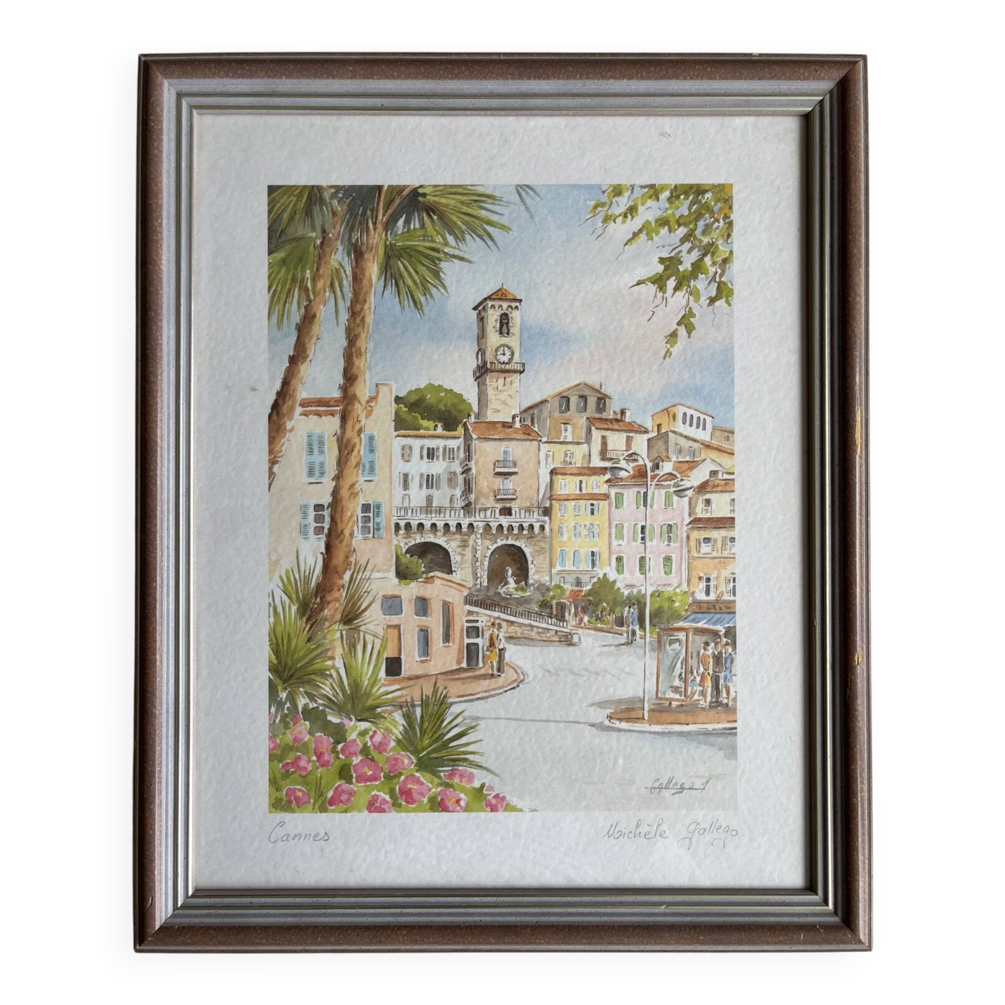 Watercolor depicting a view of Cannes