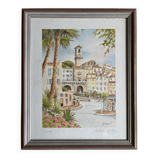 Aquarelle représentant une vue de Cannes