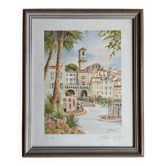 Watercolor depicting a view of Cannes