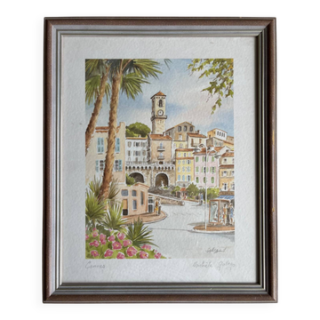 Aquarelle représentant une vue de Cannes