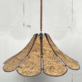 XL clover cork hanging pendant lamp, Germany 1970s