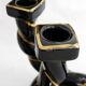 Pair of earthenware braided rope candlesticks