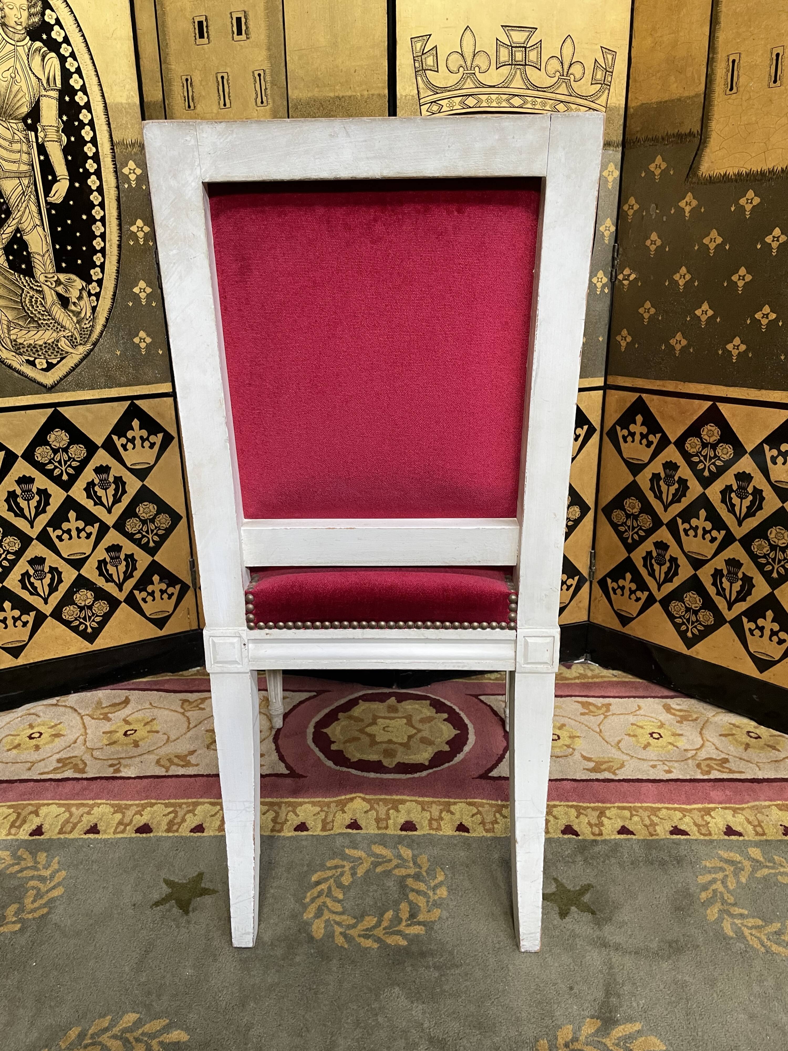 Suite of 6 louis XVI style chairs red velvet