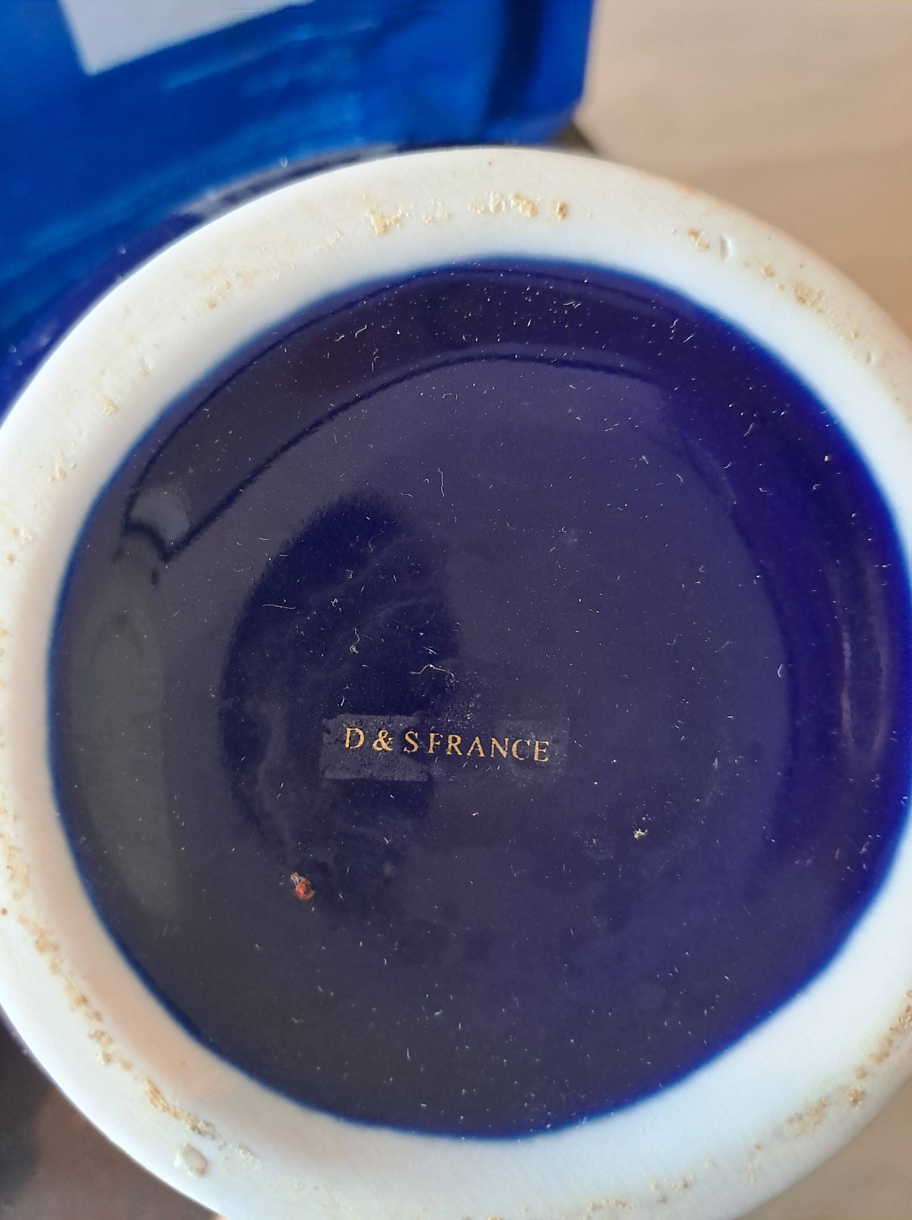 Service à café vintage D&S France – porcelaine bleue et or – 13 pièces