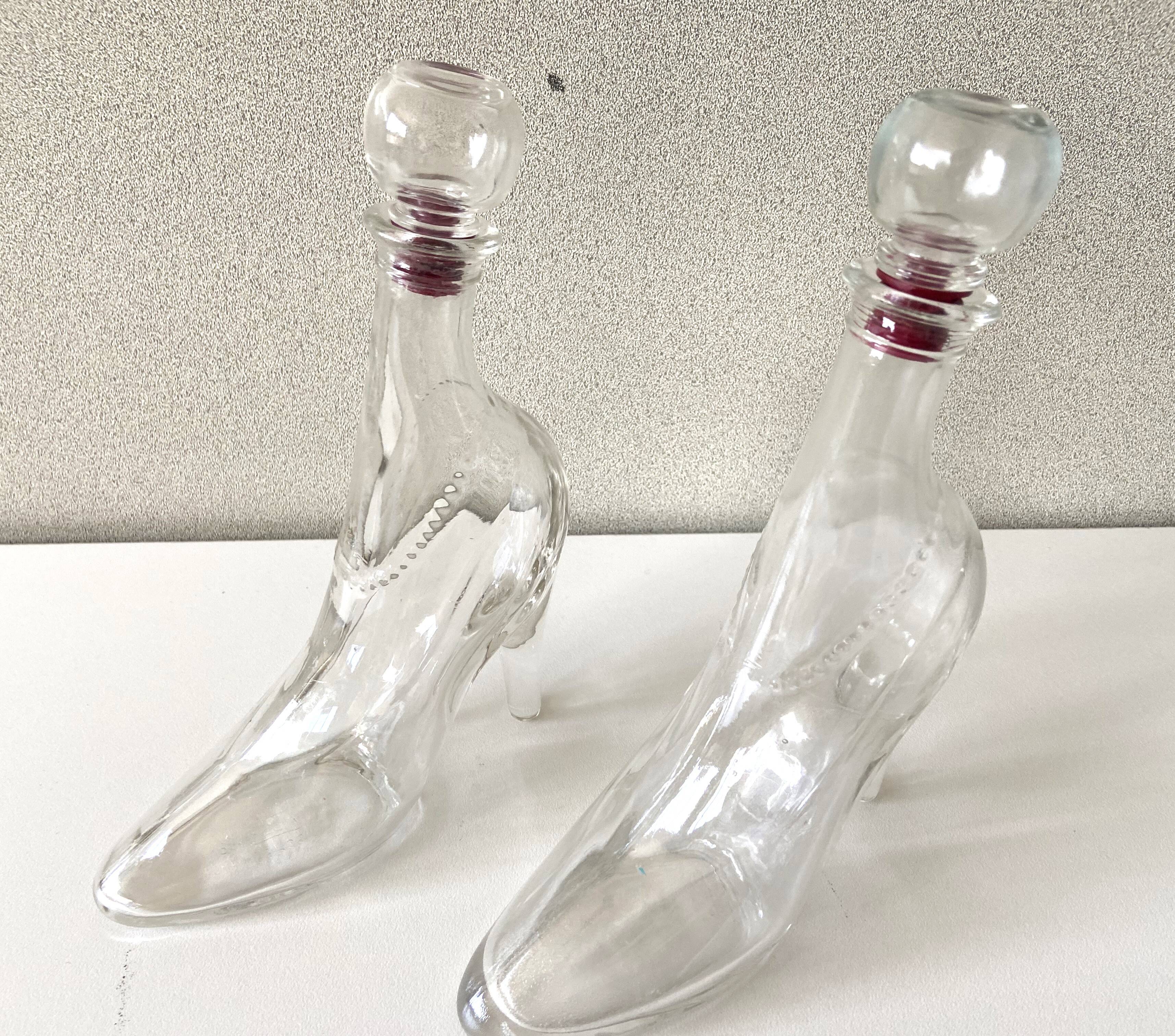 2 bottles vintage glass flacons registered model kefla france high heels